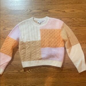 Elegant Patchwork Cable Knit Sweater